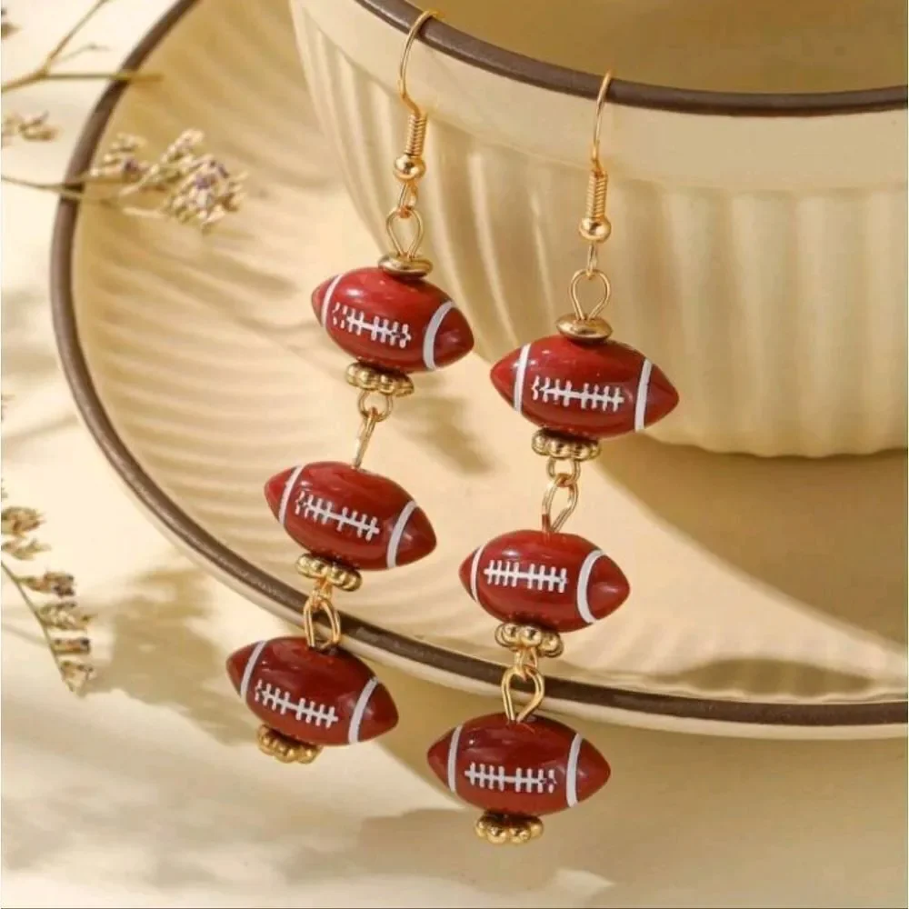 Football Dangle Earrings Womens Girls Sports Jewelry Gifts